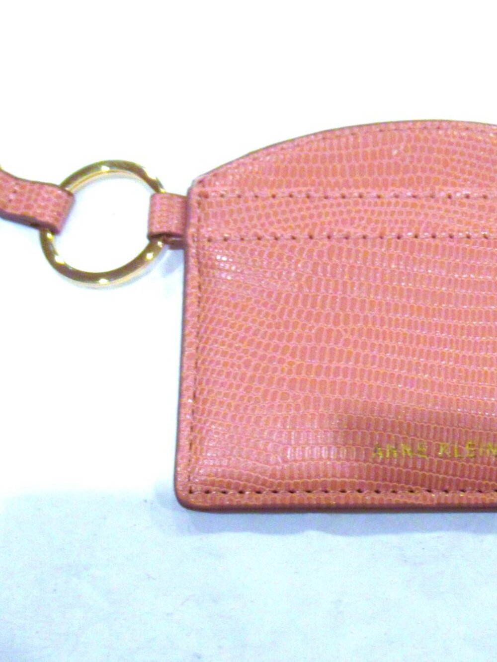 Anne Klein pink card wallet, gold-colored keyclip